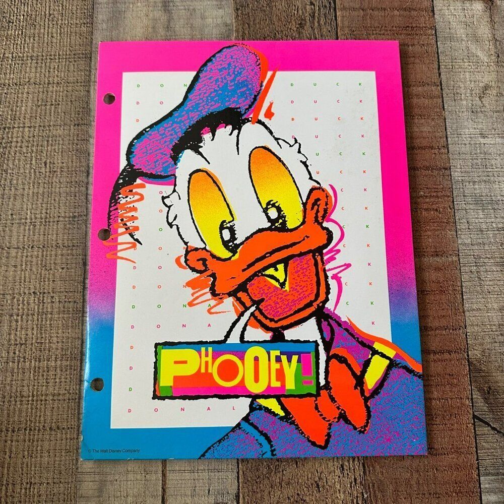 Vintage Mead Disney DONALD DUCK Pocket Folders Portfolio Electric Mouse